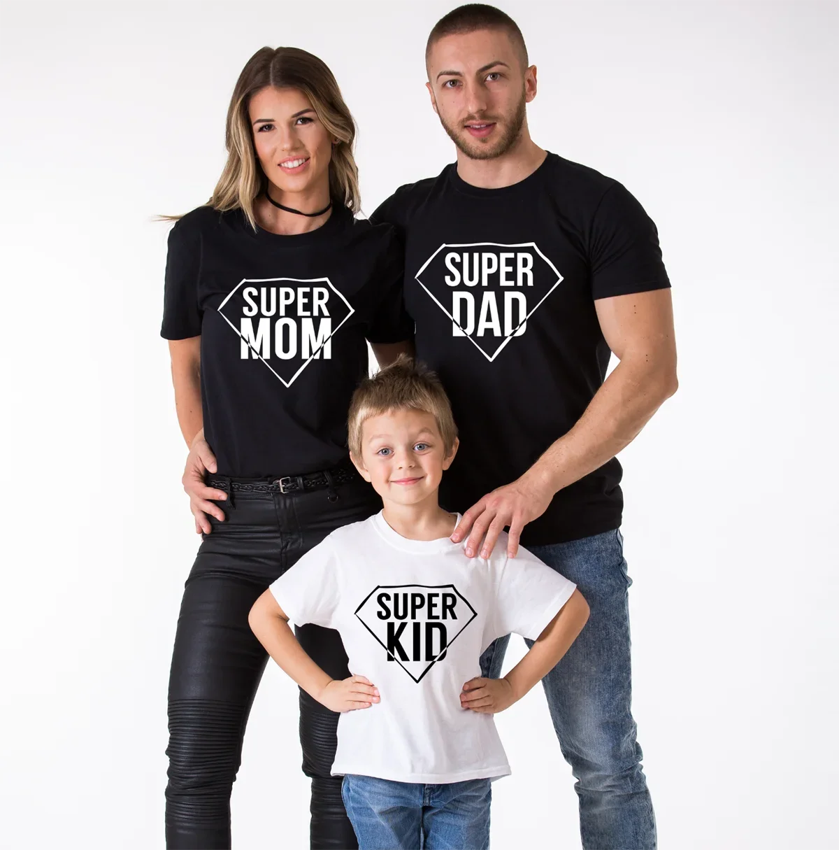 

Matching Family T-Shirts Super DAD Super MOM Super KID Mommy Daddy Kid Outfits