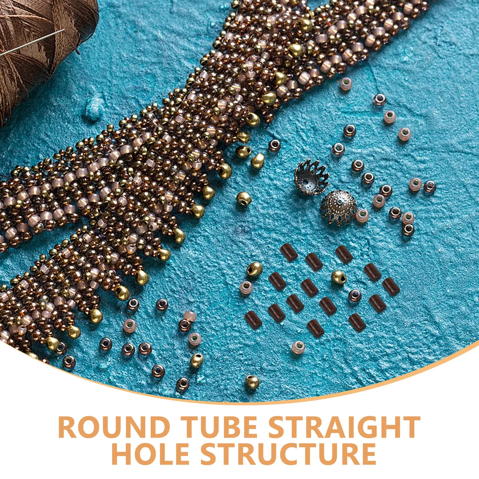 400Pcs Wood Spacer Beads Cylindrical Tube Design Smooth Threading Large Hole Brown Wooden Beads for DIY Jewelry Crafting