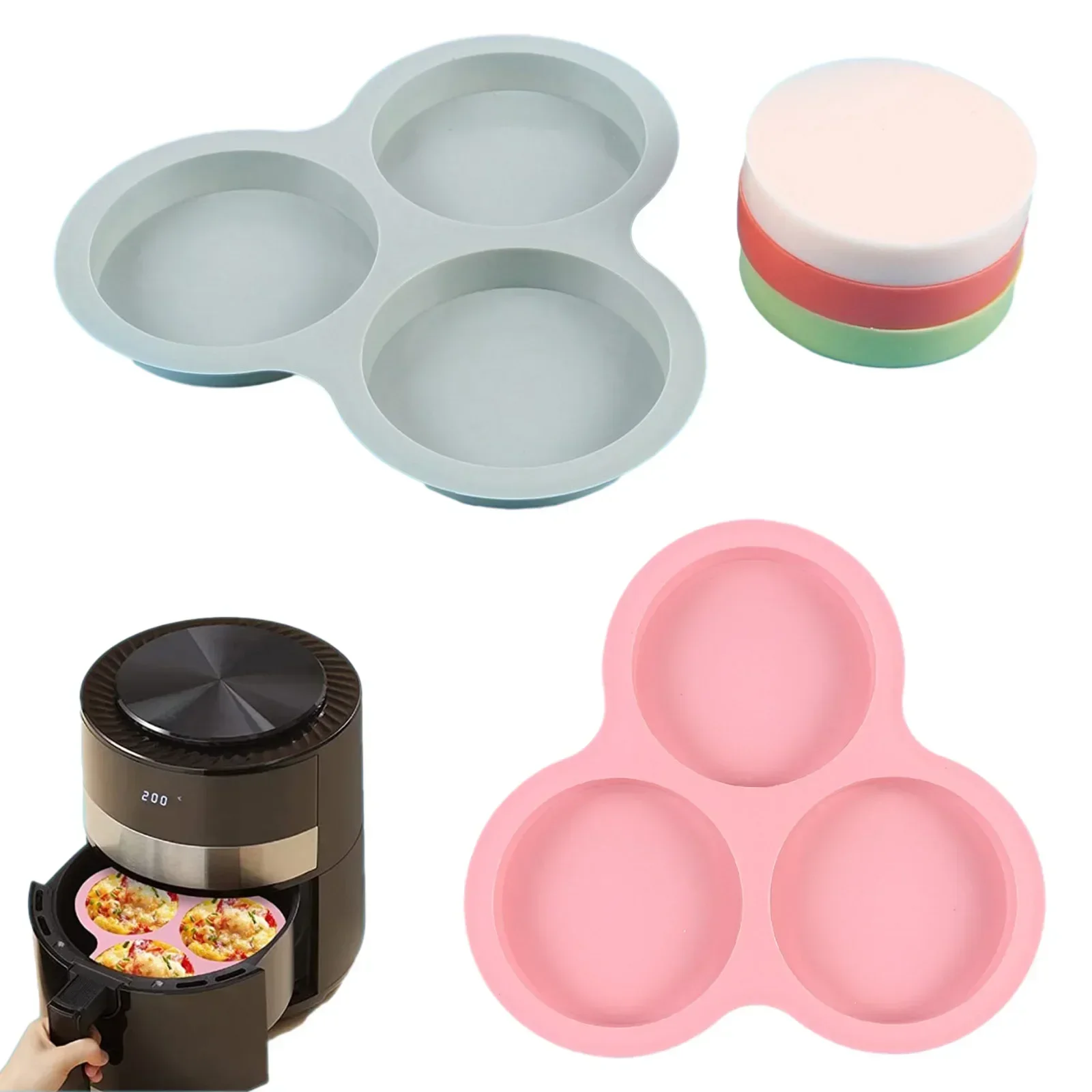 Molde de silicona para panqueques, molde de 23cm y 9 pulgadas para pan y chocolate, reutilizable para freidora de aire, horno microondas, accesorios de cocina, 1 ud.