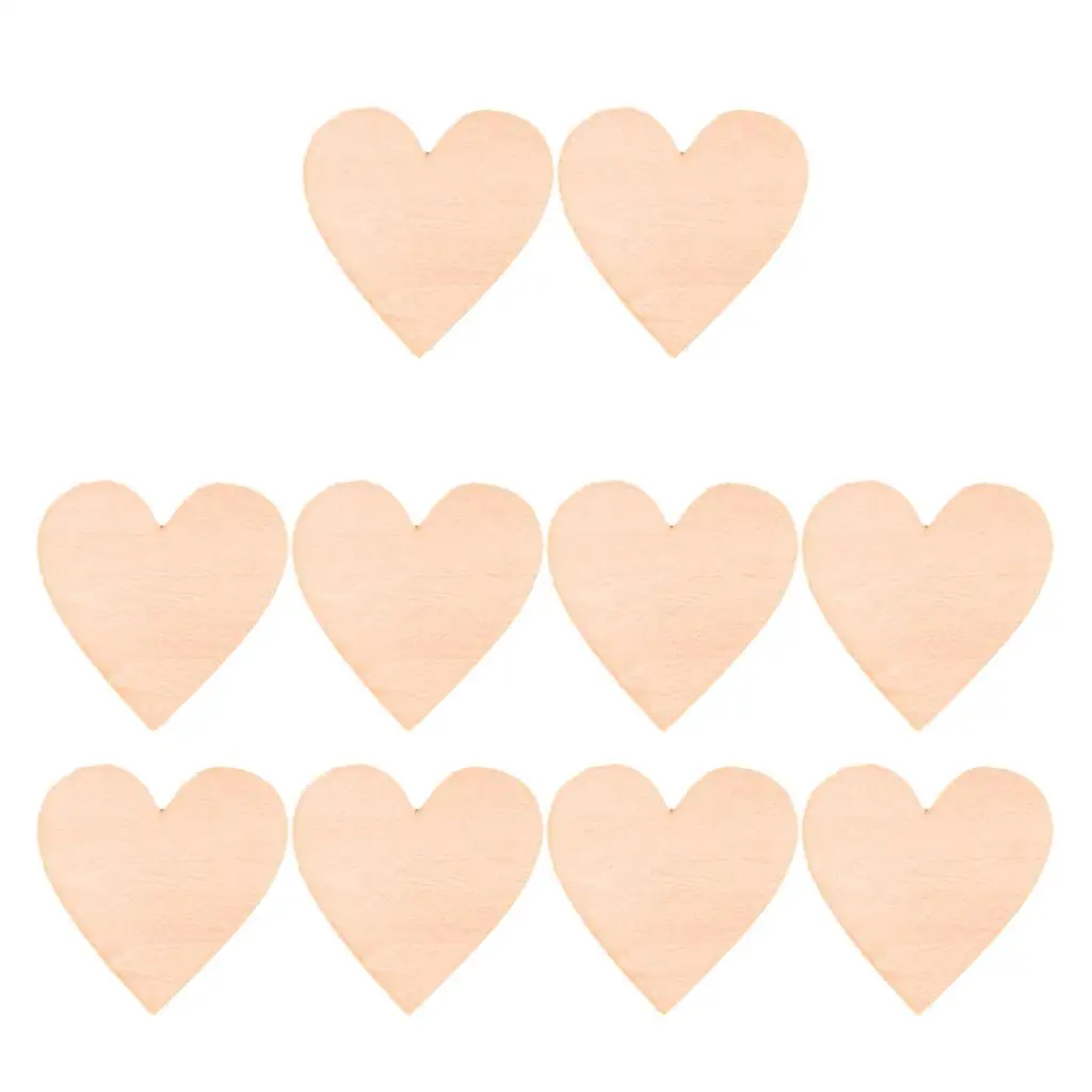 10Pcs Wooden Heart Slices Blank Name Tags Unfinished Wood Cutout Labels Pieces for Wedding Projects Card Making