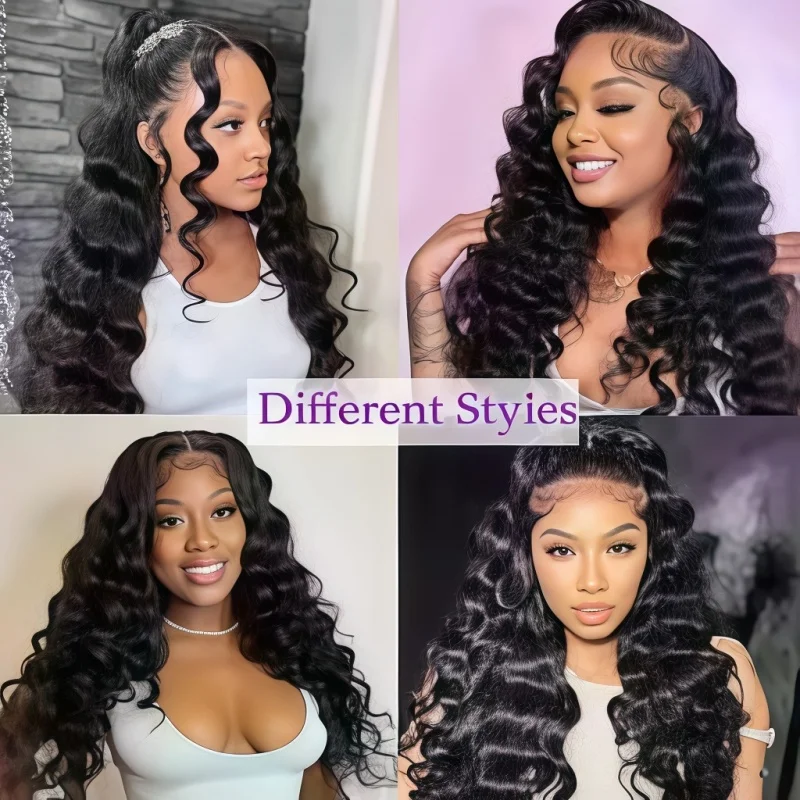 250% Density 40 42 inch 13x6 Glueless Wig Deep Wave Human Hair Wigs HD Lace Wigs For All African American Women Pre Plucked Baby Hair Natural Hairline Daily Party Wedding Wear Clearance Big Discount L image 8