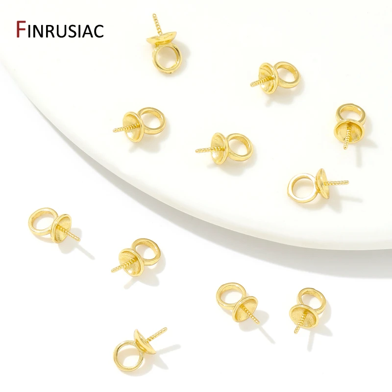 18K ทองชุบทองเหลืองไข่มุก Clasps ตกแต่ง Connector,ไข่มุกสกรูเกลียวตาไก่ Clasps สําหรับเครื่องประดับ DIY ทําอุปกรณ์