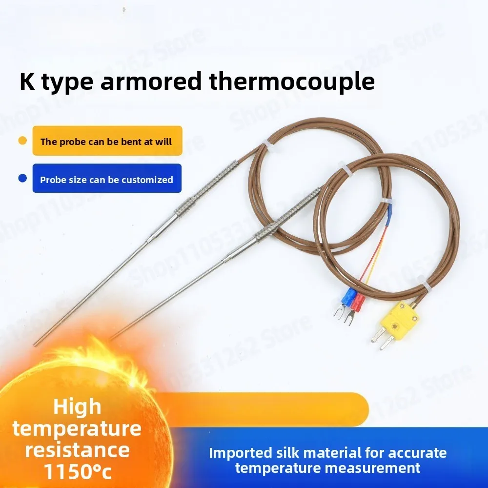 K Type Imported Sheathed Thermocouple Glow Wire High Temperature Probe Furnace Temp Sensor 0.5mm