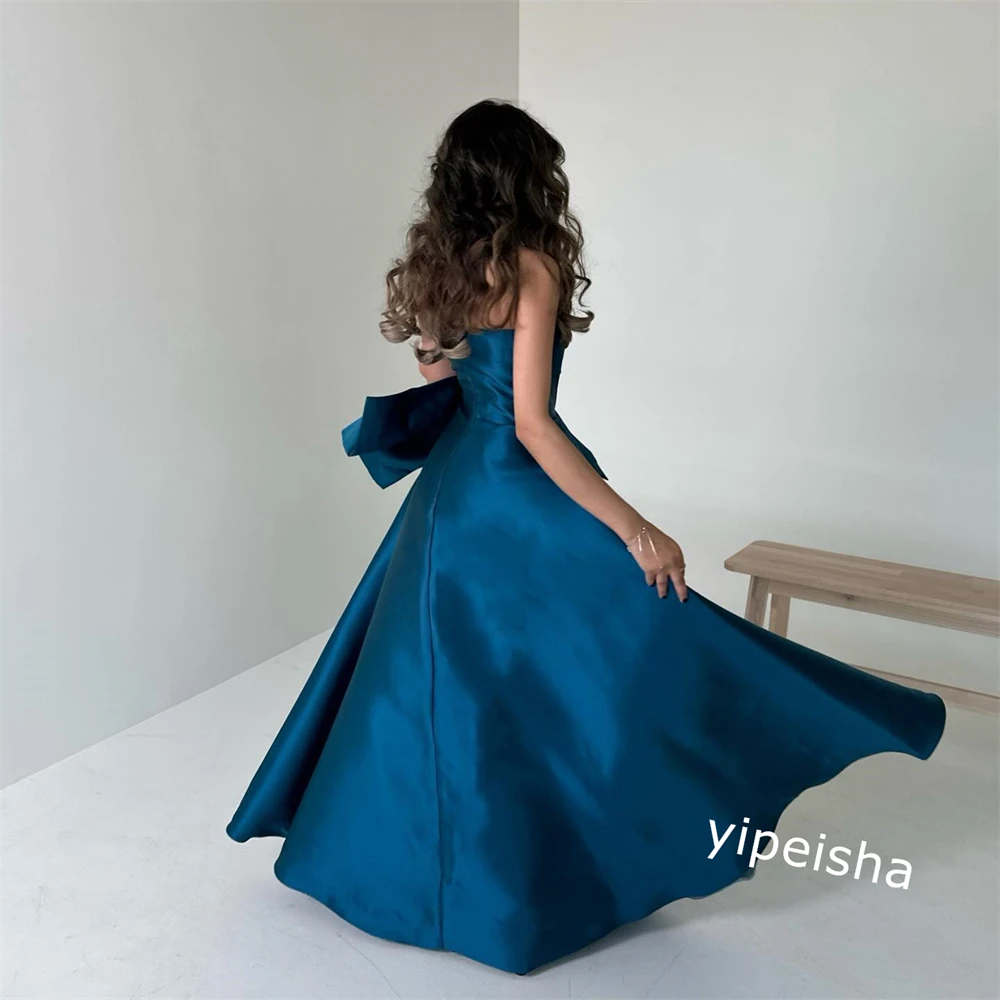 Ball Dress Saudi Arabia Prom Satin Bow Cocktail Party  Gown Strapless Bespoke Occasion  Long Dresses