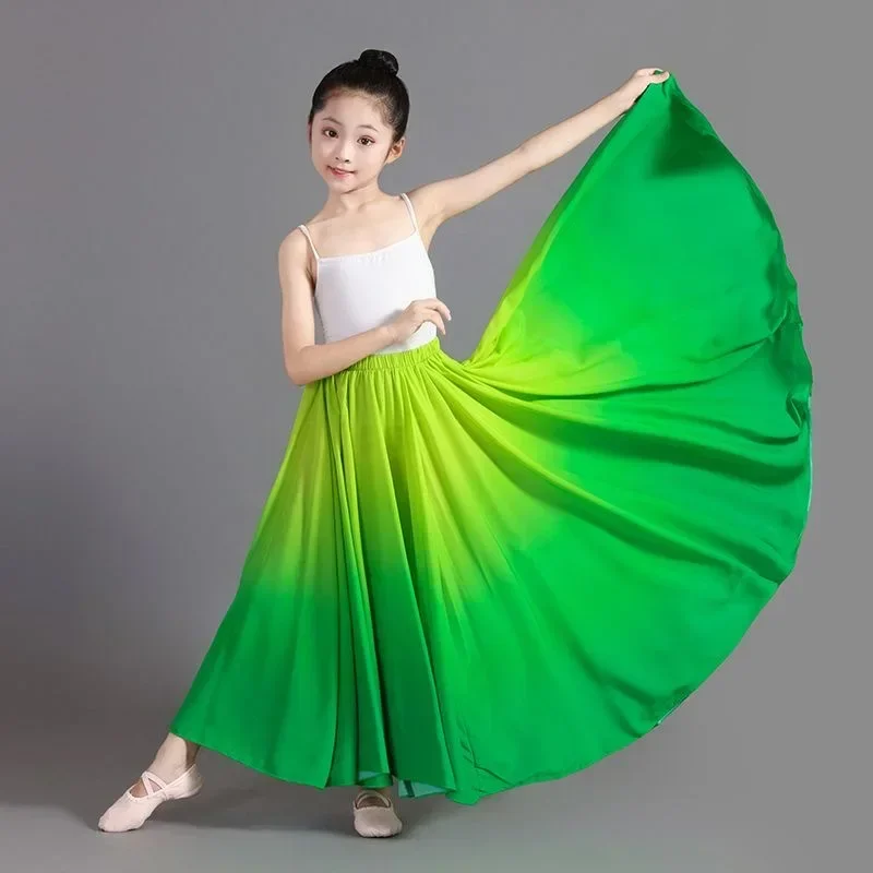 Dance Skirts For Kid Girl Flamenco Dance Performer Gradient Stage Performance Classical Dance Practicing Skirt