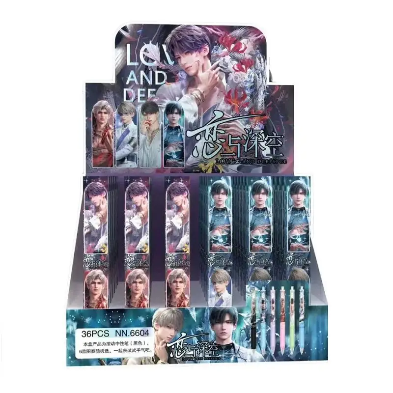 

5 шт., набор выдвижных ручек Love & DeepSpace, ручки для письма с персонажами, забавные канцелярские принадлежности, подарок, случайный выбор