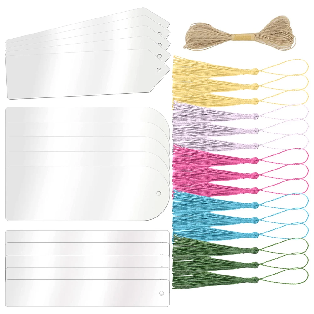 

1 Set Diy Blank Acrylic Bookmarks Page Markers For Students Kids Tassel Bookmark Set Unfinished Reading Markers Gift For