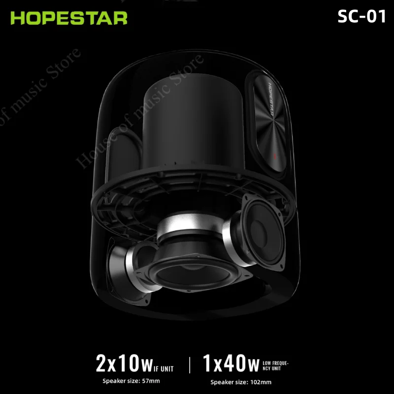 Hopestars SC-01 Lowest Price 60W High-power Wireless BlueTooth Speaker Small Waterproof TWS Stereo Speaker With Coloured Lights