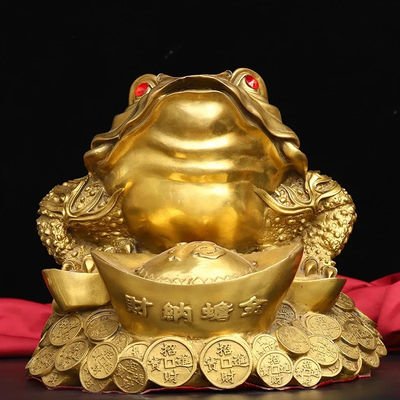 

Brass Golden Toad Decoration Yuanbao Cicada Home Store Opening Gift Bronze Artifacts Seven Star Three legged Toad