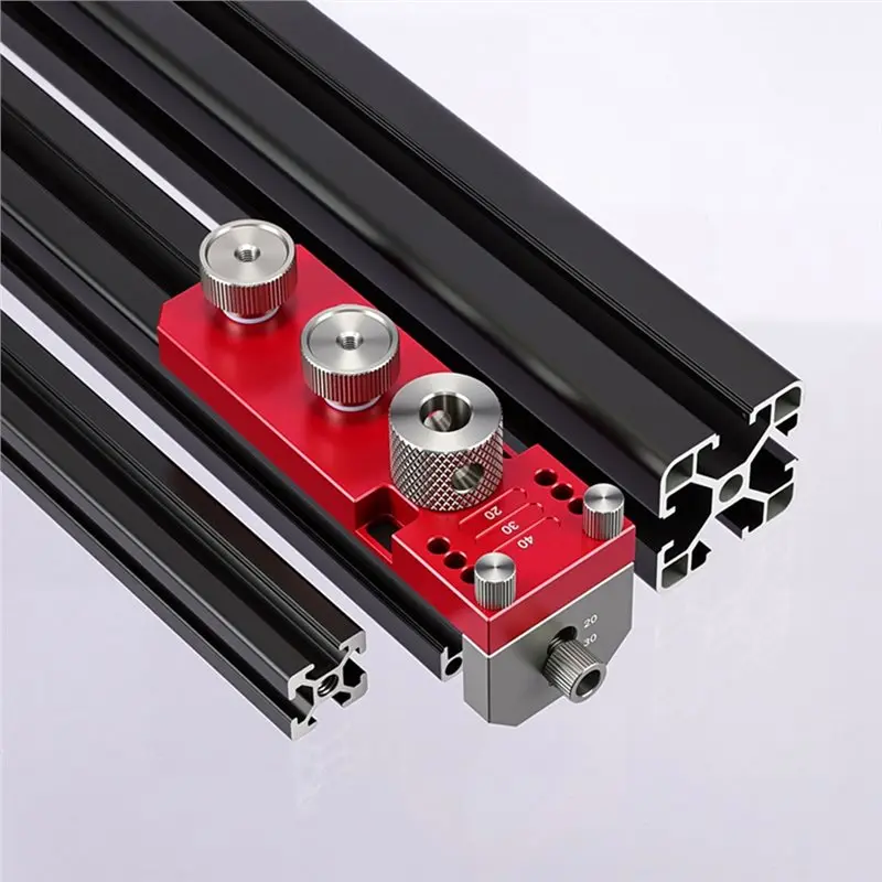 A93E-Guide Access Hole Drill Jig For Aluminum For 20 30 40 Series Extrusion Profiles With M6/M8 Step Drill Bits Included