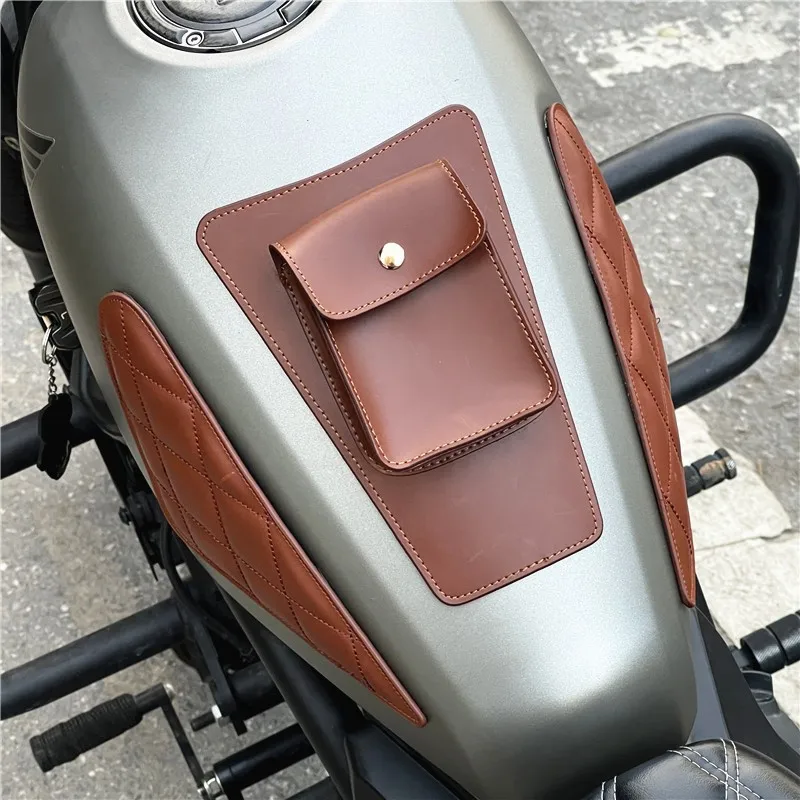 Motorcycle Gas Tank Leather Bag Dash Console Center Pouch Bag