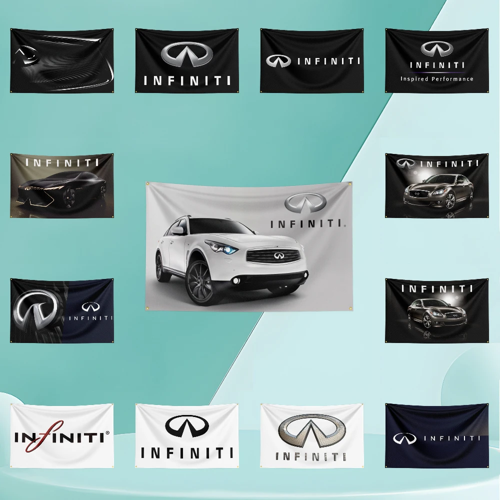 

I-infiniti Car Flag Banner 3ft x 5ft Polyester with Brass Grommets HD Printing Exhibition, Racing, Car Fans, Porch, Garage Decor