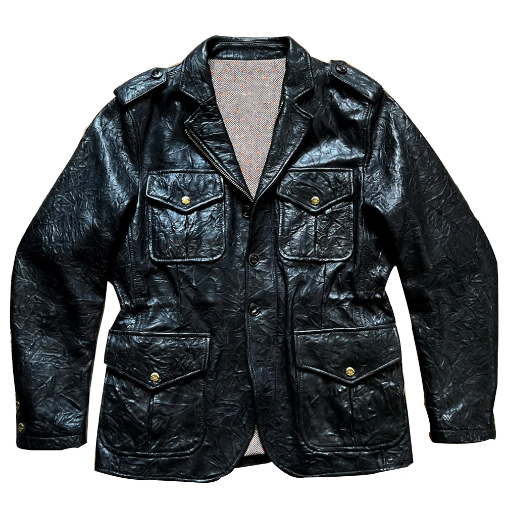 

High Quality Deerskin Suede Coat Winter Genuine Leather Mans Windbreaker Jacket Safari Style Outerwear Overcoat European Style