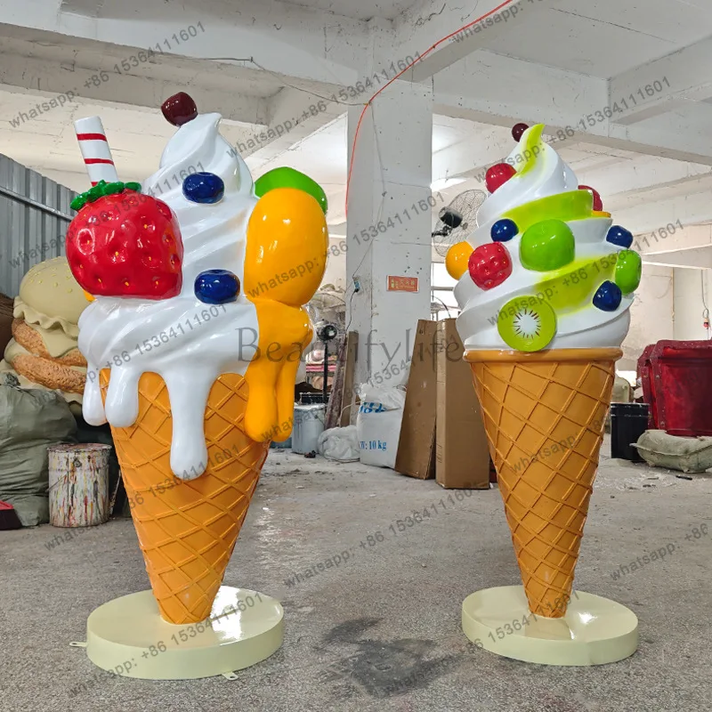 Outdoor large-scale simulated ice cream ice cream cake model luminous sculpture decorative ornament