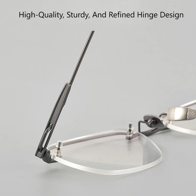 

Top Quality Pure Titanium Rimless Business Elite Men Glasses Frame Can with Optical Prescription Eyeglasses Square Rim Frameless