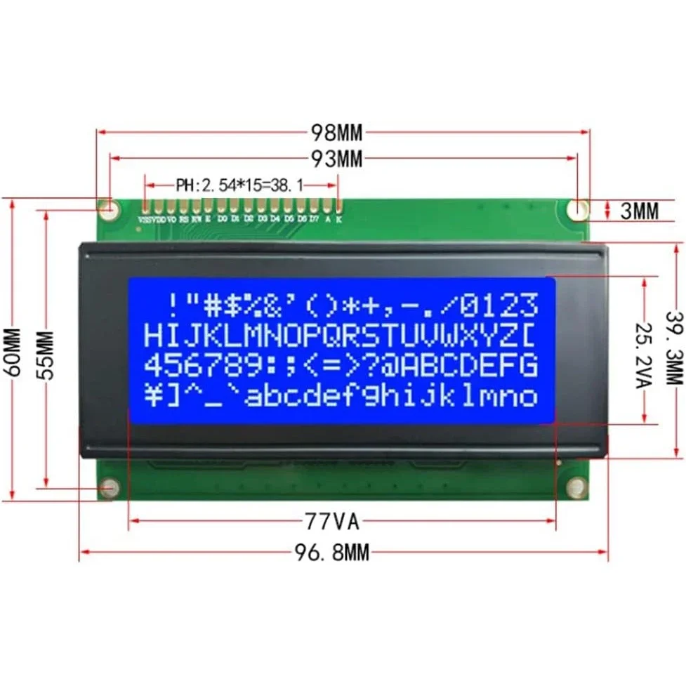 1/2/5/10pcs 2004 Módulo de exibição LCD DC 5V 20x4 Caráter branco Retroiluminação azul Controlador AIP31066 para Arduino
