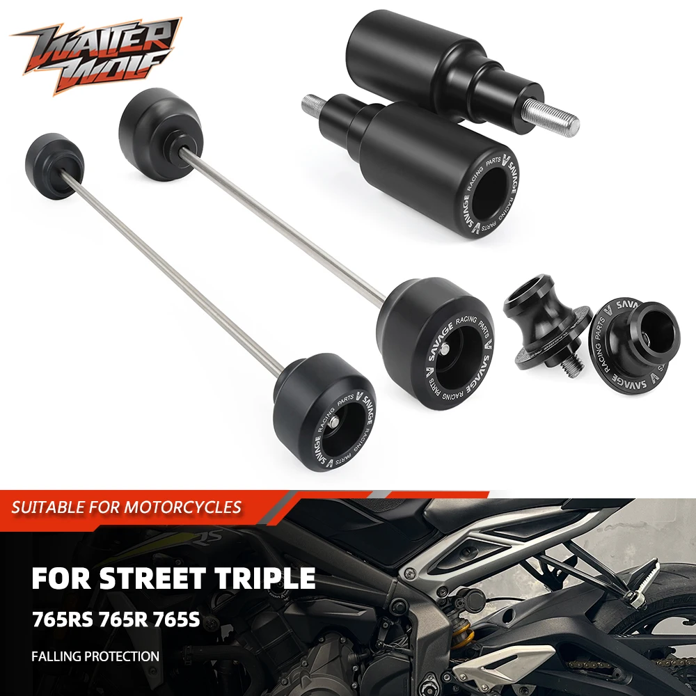 

For Street Triple 765RS 765R 765S Falling Protection Spools Sliders Frame Sliders Guard Wheel Axle Fork Slider Crash Protector