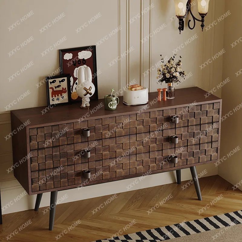 Solid wood six-bucket cabinet against the wall storage living room bedroom household dining side cabinet