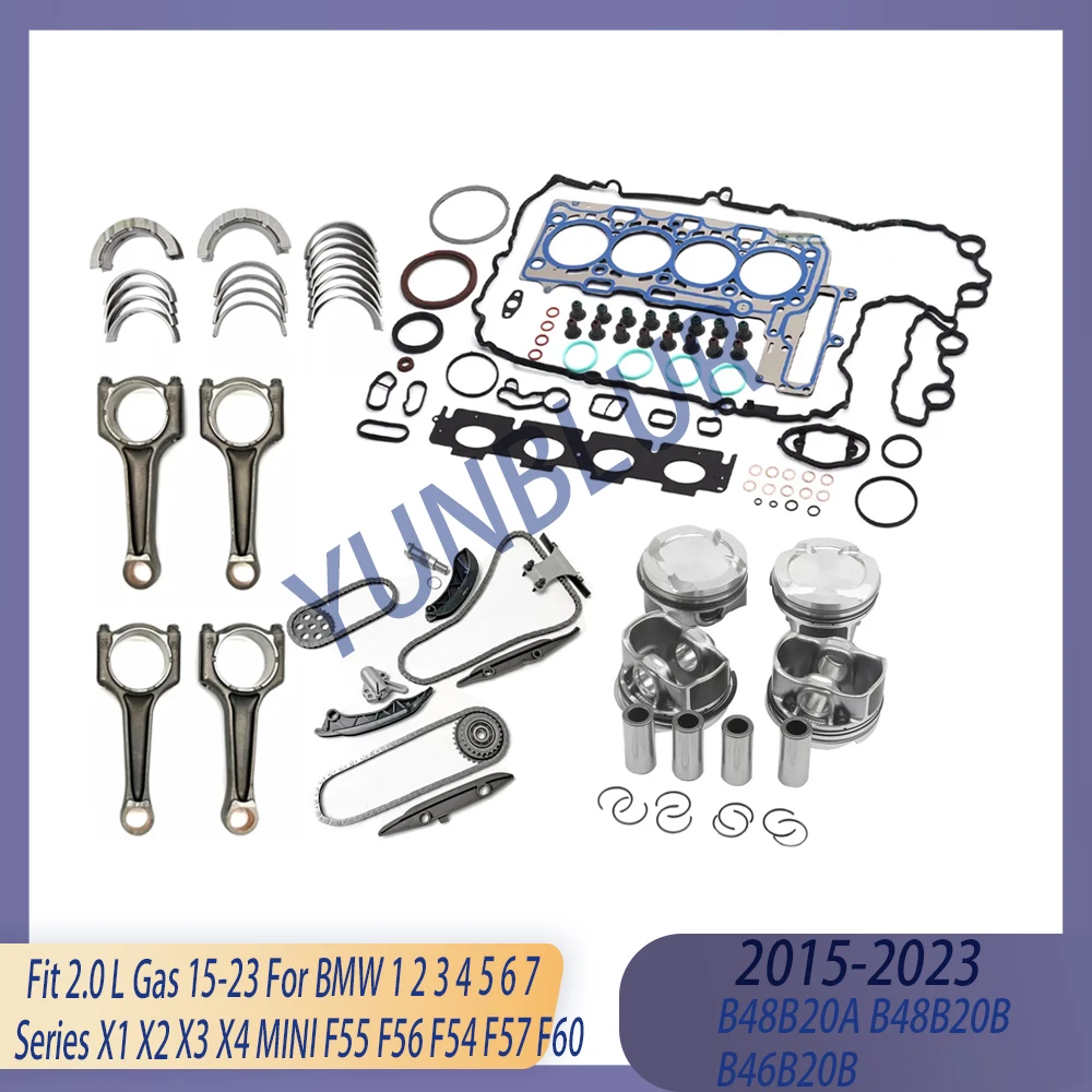 STD Rebuild Gasket Set Piston Bearing Timimg Con-rod Kit Fit 2.0 L B46 B48 Gas 15-23 For BMW 1 2 3 4  X1 X2 X3 MINI F55 F56 F54