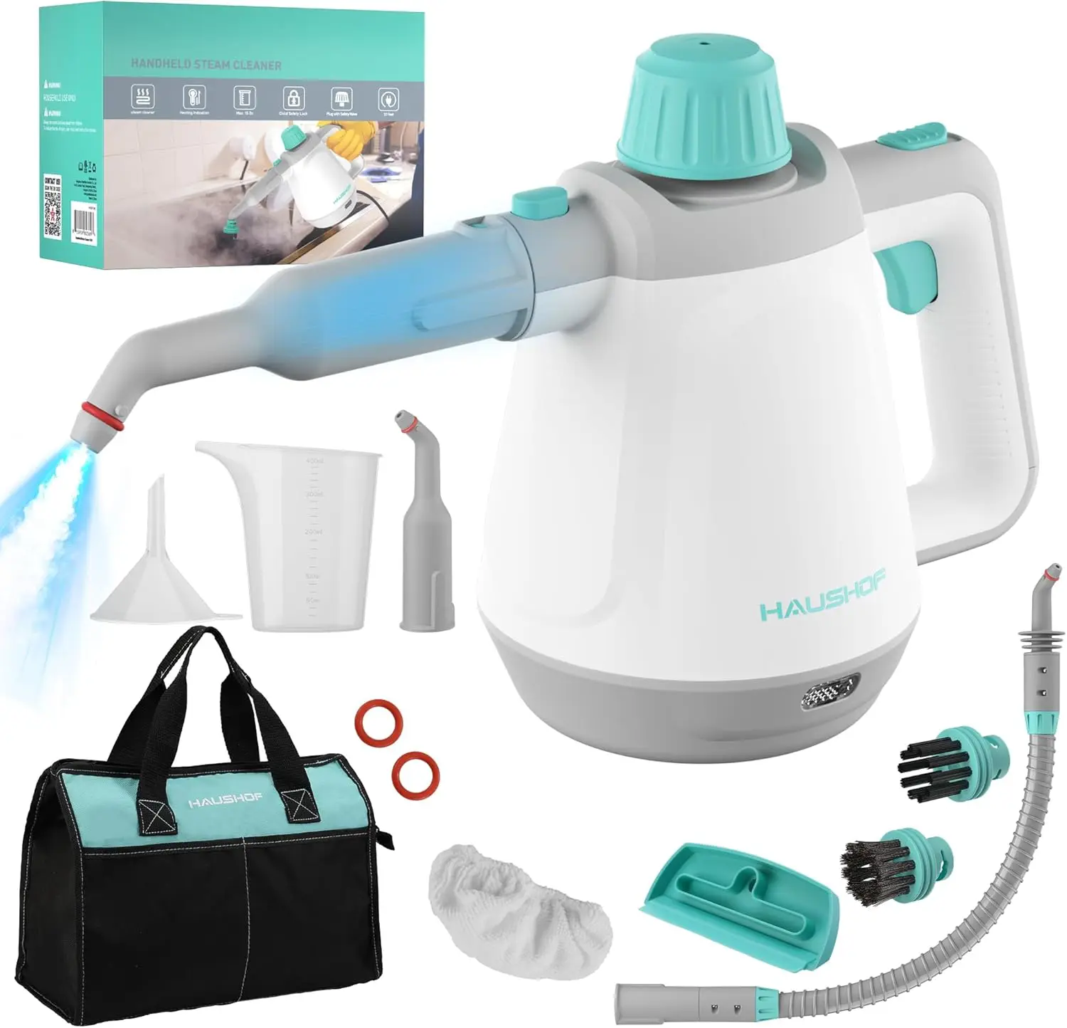 เครื่องทำความสะอาดไอน้ำแบบมือถือพร้อมอุปกรณ์เสริม 11 ชิ้น อเนกประสงค์สำหรับพื้น รถยนต์ เบาะ เบาะรองนั่ง รอยต่อกระเบื้อง และคราบไขมัน