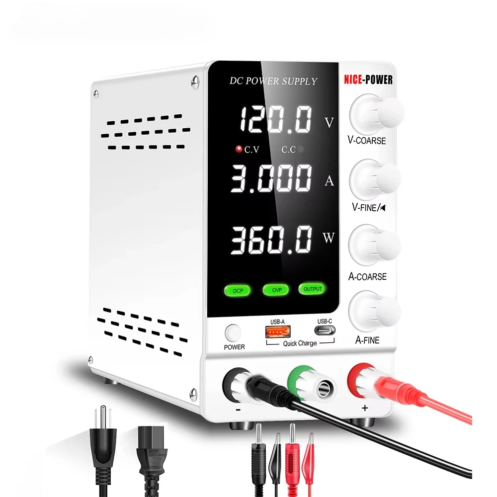 NICE-POWER SPS-C1203S Laboratory DC Power Supply 120V 3A 360W with OCP/OVP USB/Type-C Source Quick Charge for Electronic Design