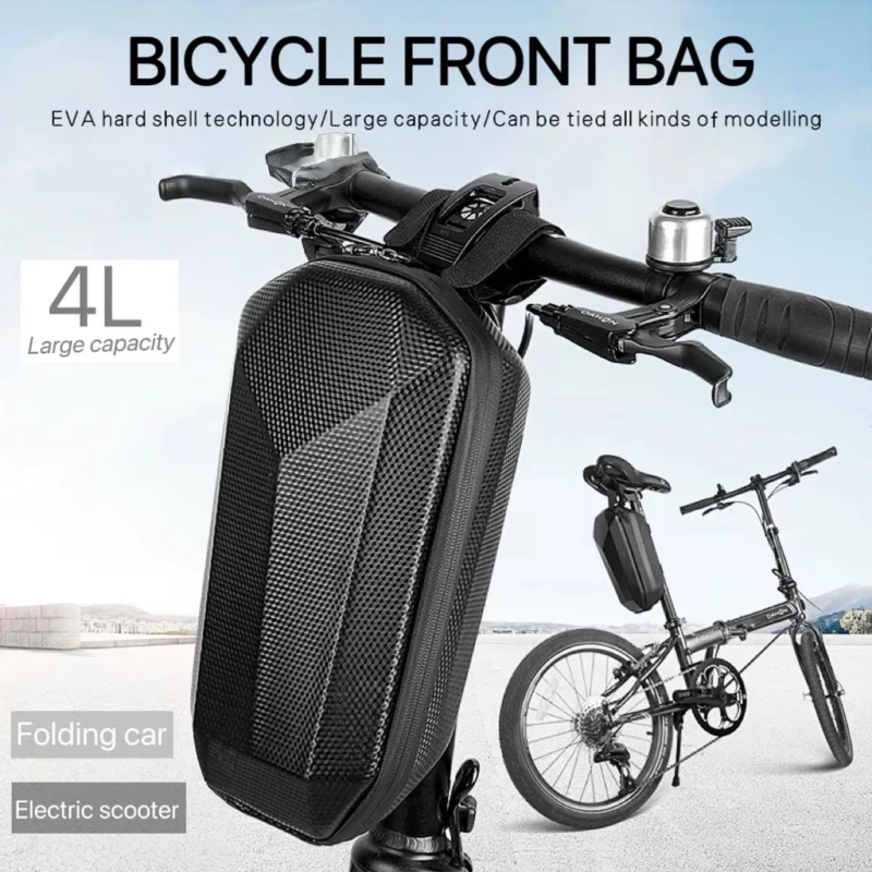 Folding Balance Bike Scooter E-Bike Handlebar Bag Hard Shell EVA Waterproof Storage Pouch Portable Front Bag Cycling Accessory