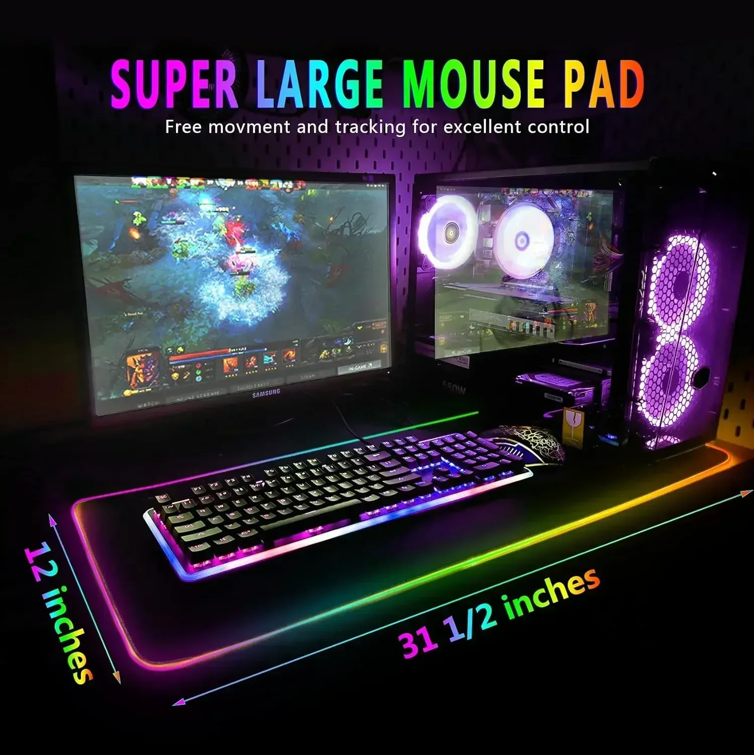 Pc Gaming Accessories TUF RGB Mousepad LED Desk Mat Large Mouse Pad Computer Gamer Keyboard Mat Gamer Xxl Deskmat Decoration