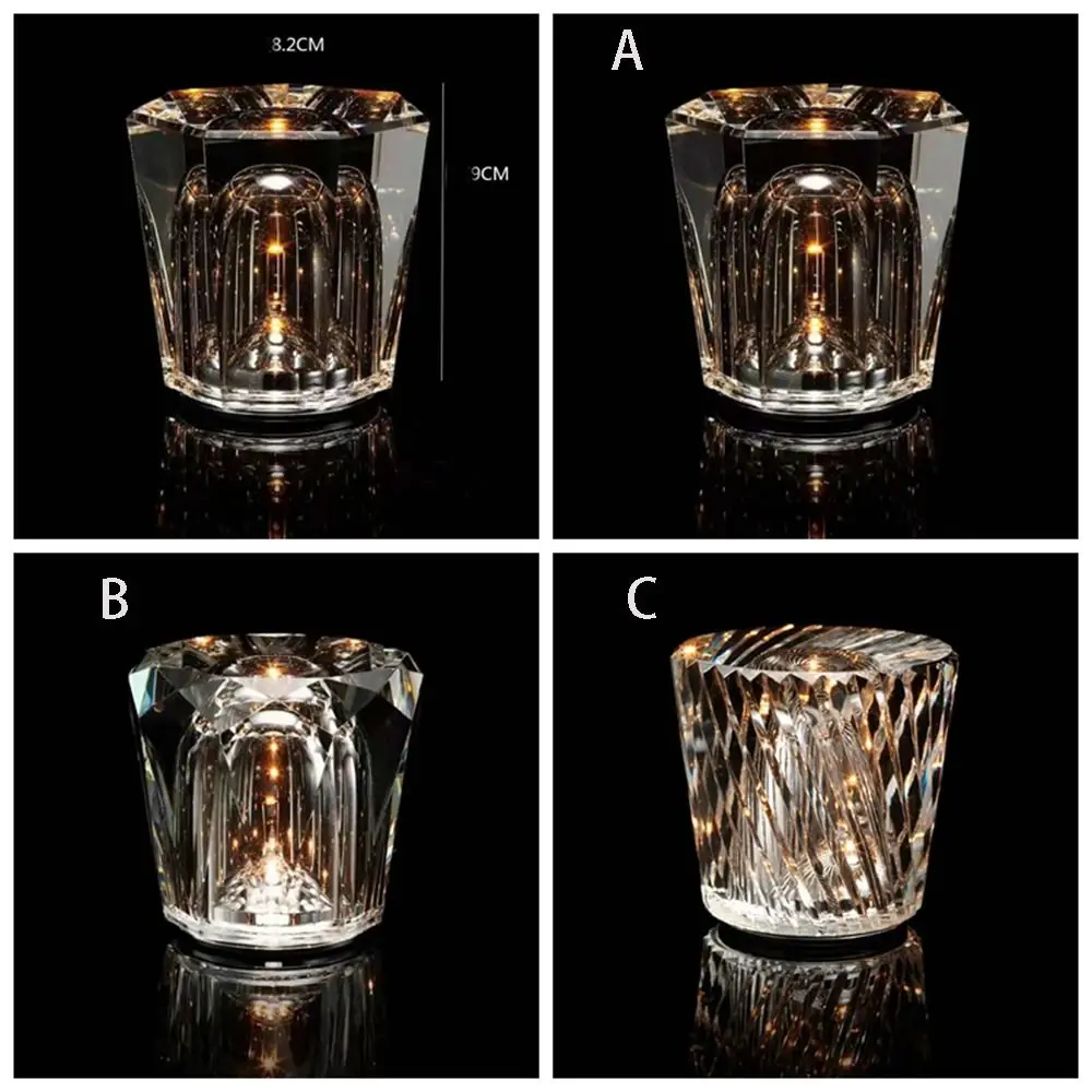 Lâmpada de cristal romântica para casa, abajur de luxo criativo, carregamento USB, presente moderno luz atmosfera