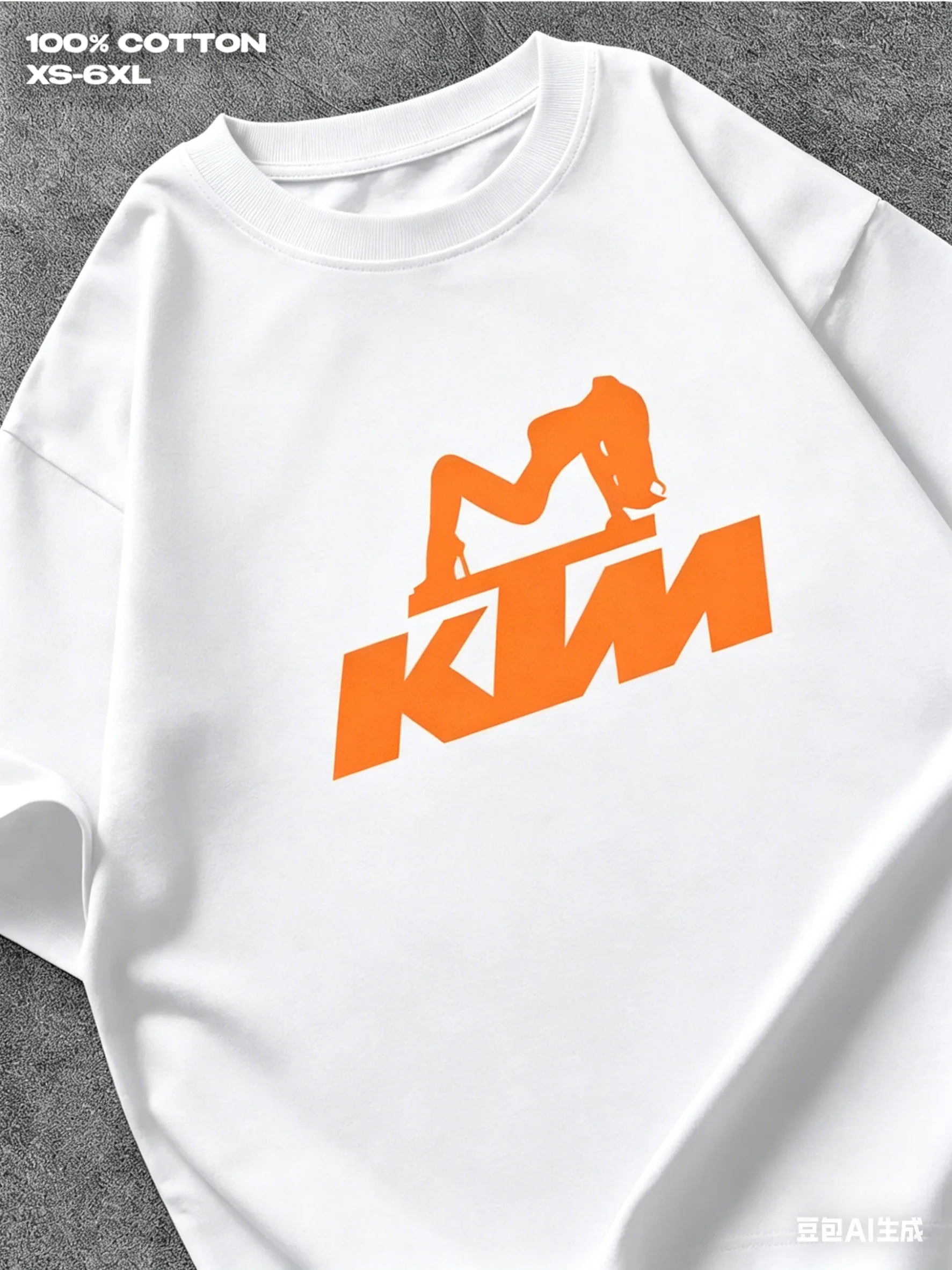 Camiseta KTM con Logotipo Creativo en Silueta, 100% Algodón, Camiseta Casual de Manga Corta para Hombre, para Fanáticos de las Carreras de Motos, Ropa Urbana