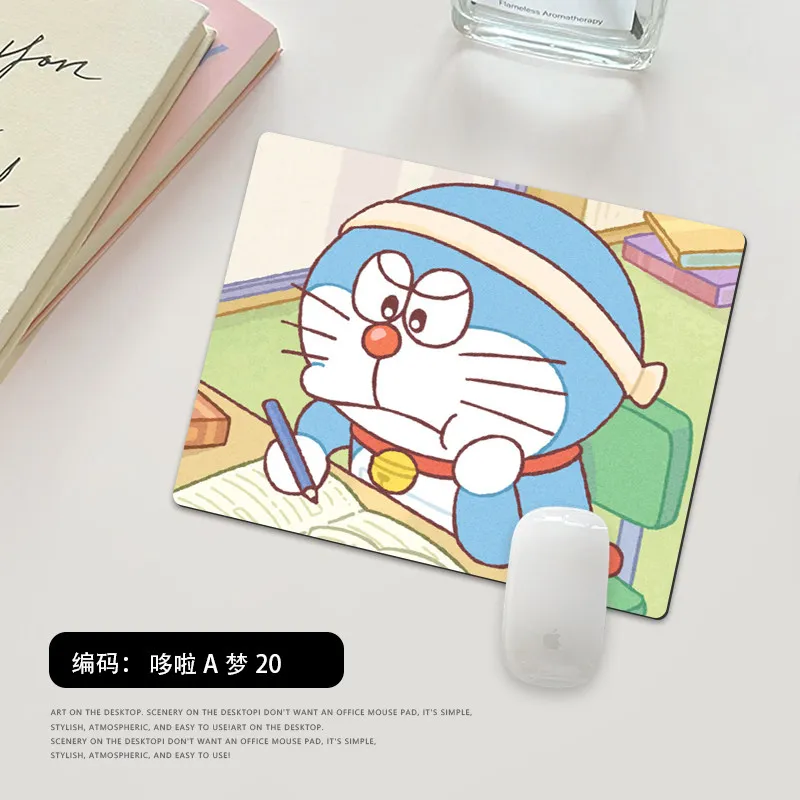 New Office Anime Cute Doraemon Leather Mouse Pad Small Computer Keyboard Wrist Pad Cartoon Precision Edge Locking Girl Mouse Pad