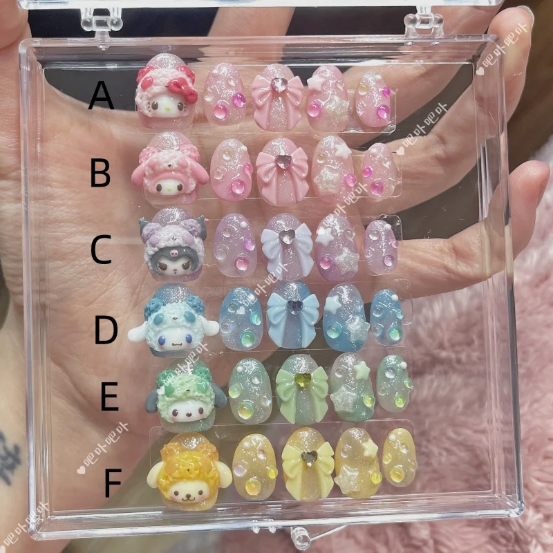 New Kawaii Diy 3D Sanrios Pochacco Cinnamoroll Kuromi My Melody Kitty Handmade Press On Nails Tips Nails Design Manicure