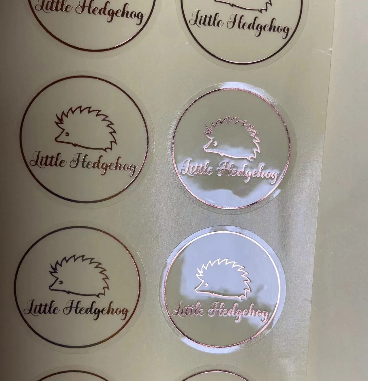 Customized Transparent and Rose Foil Adhesive Stickers Clear Waterproof Color Round Labels with Your Own Logo