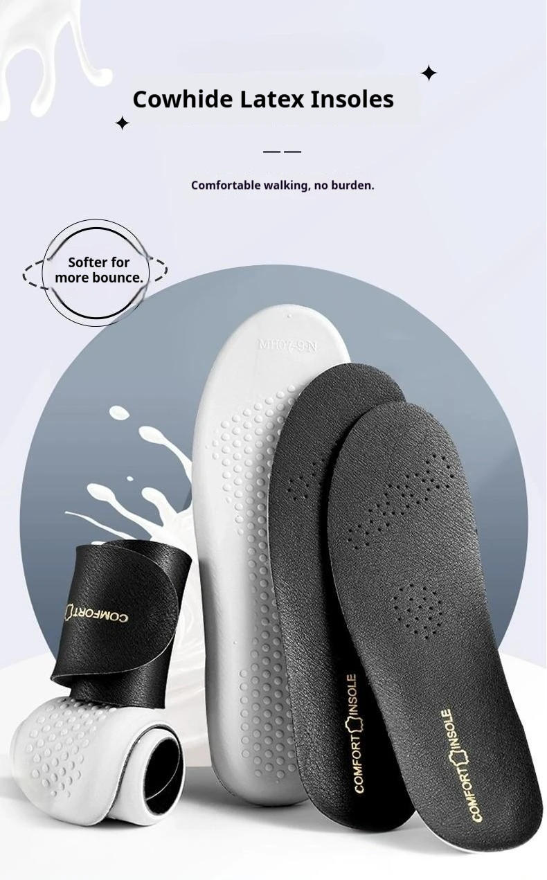 Leder-Latex-Einlegesohlen für Herren, stoßdämpfende Sport-Einlegesohlen, atmungsaktiv und bequem, geruchsneutralisierende Schuhpolster, 1 Paar/2 Paar. – Detail 2