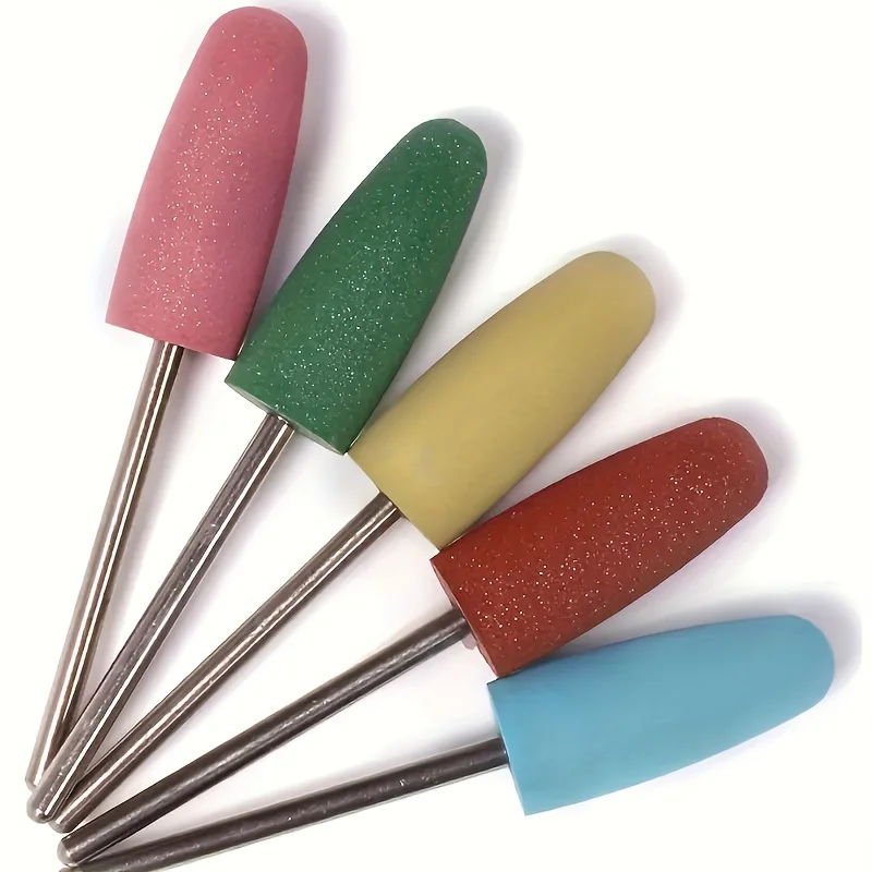 

5 Pieces Rubber Nails Polished Polishing Drills Silicone Nails Rotating Burr Head Cuticle Cleaning File Nail Salon Nail Art