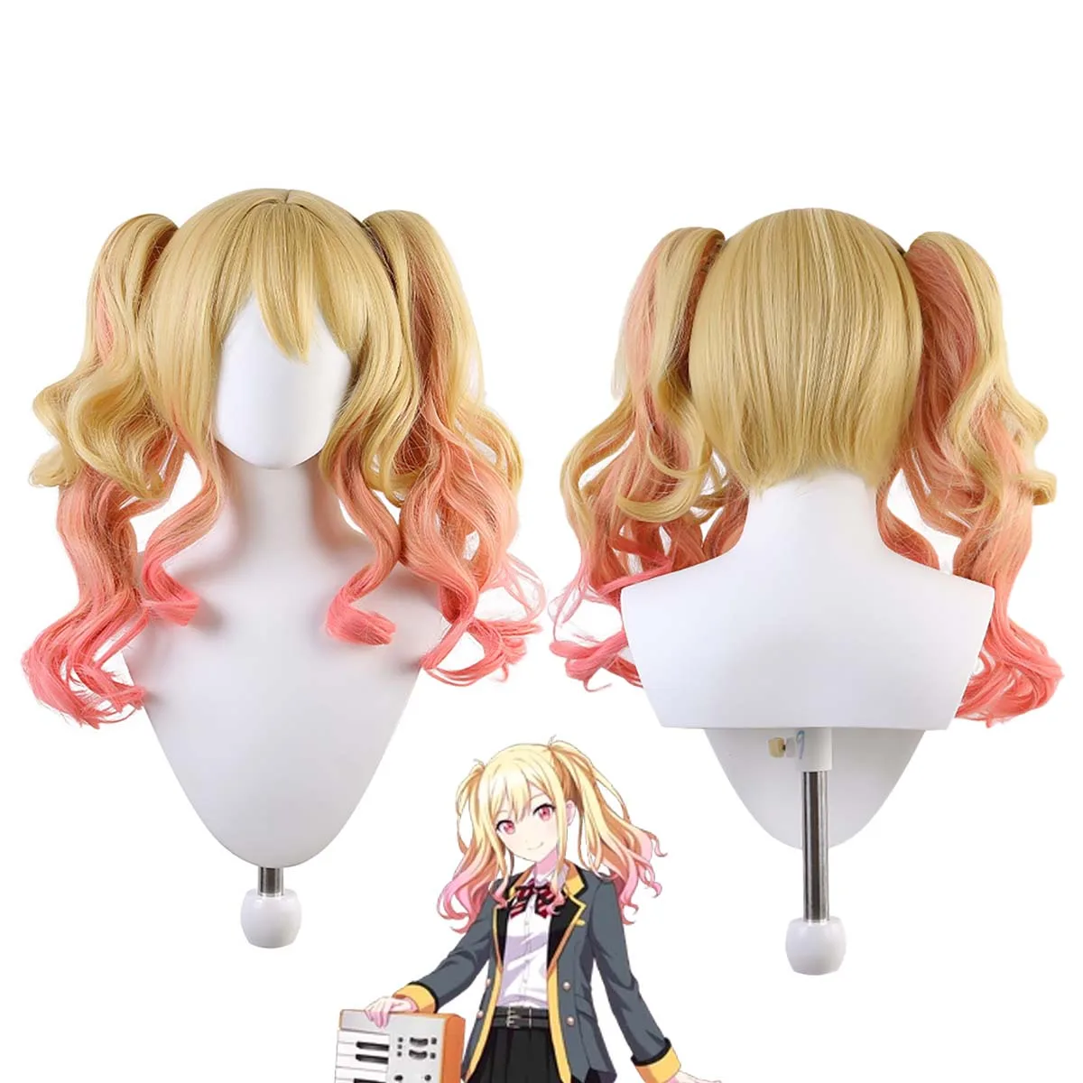 Женский проект для Хэллоуина Sekai, красочный сценический косплей, Tenma Saki, золотой, розовый, парик из волос