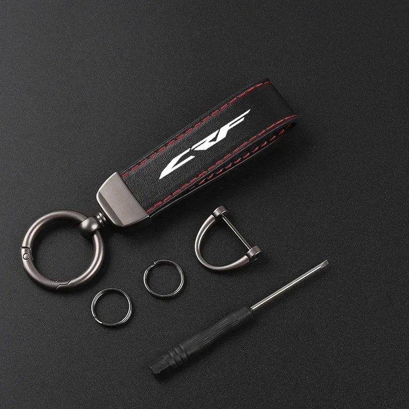 Leather Motorcycle keychain horseshoe buckle jewelry key chain for HONDA CRF 150 250 450 CRF150 R/F CR450 RX CRF230F