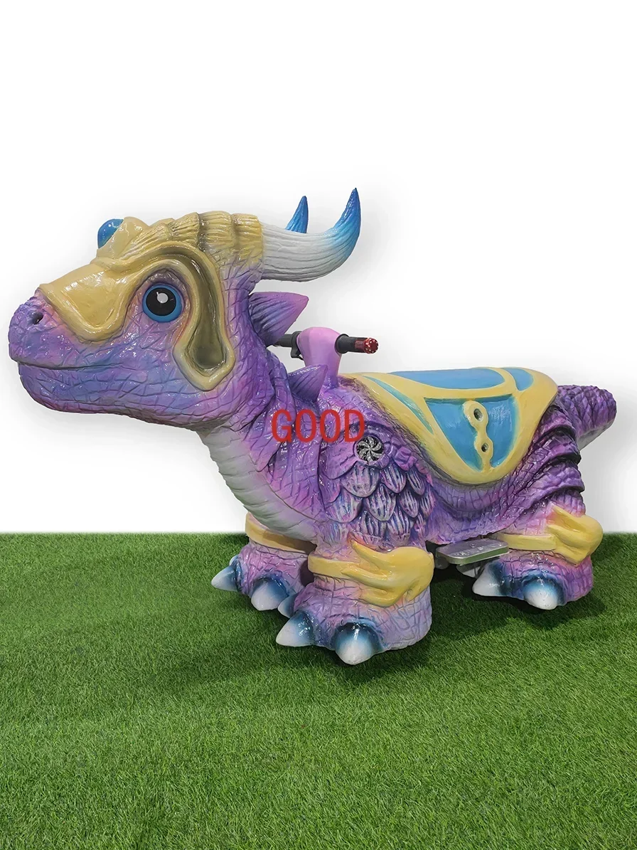 Квадратный новый детский двойной автомобиль-динозавр для родителей и детей, светящийся киоск для ночного рынка