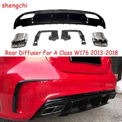 W176 A45 Style Rear Bumper Diffuser & Exhaust Tips for Mercedes Benz A Class W176 A160 A180 A200 A250 AMG Sport 2013-2018