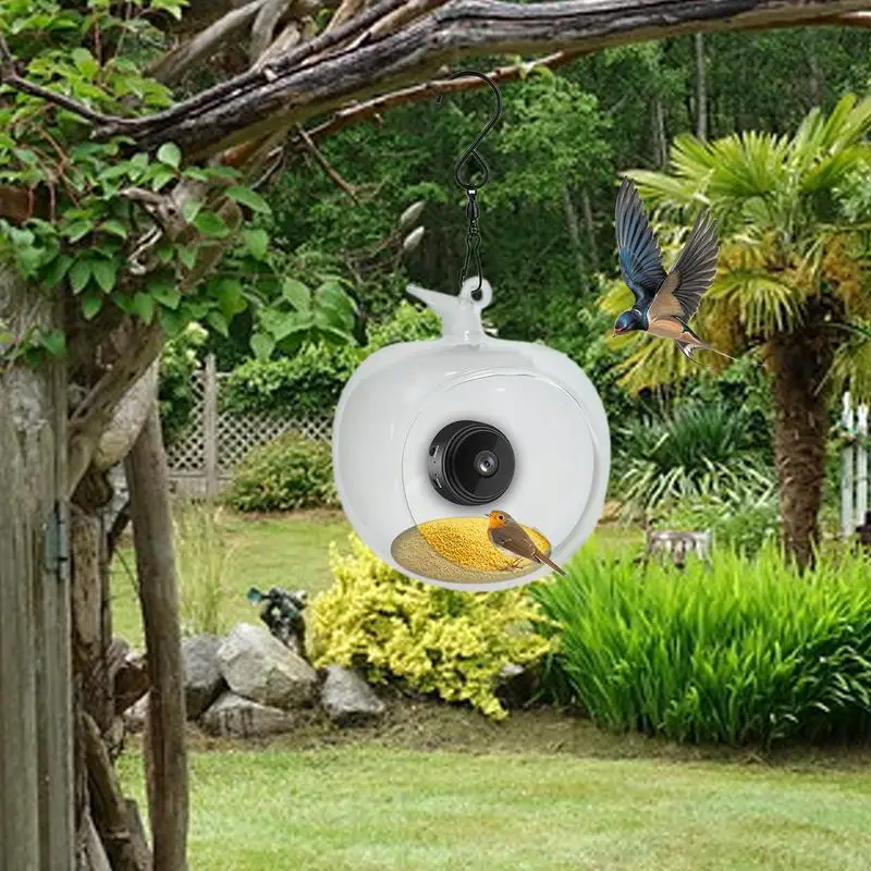 New Smart Bird Feeder With Camera Apple Shape For Outdoor Bird Watching Proof Resistant Bird Feeders House for home garden