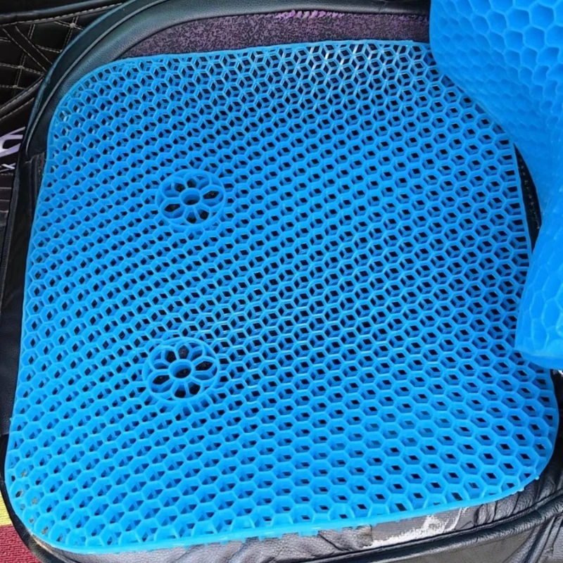 Double Layer Thicken Summer Ice Cooling Gel Seat Cushion with Honeycomb Shaped Holes Hollow Out Breathable Car Seats Soft Pads