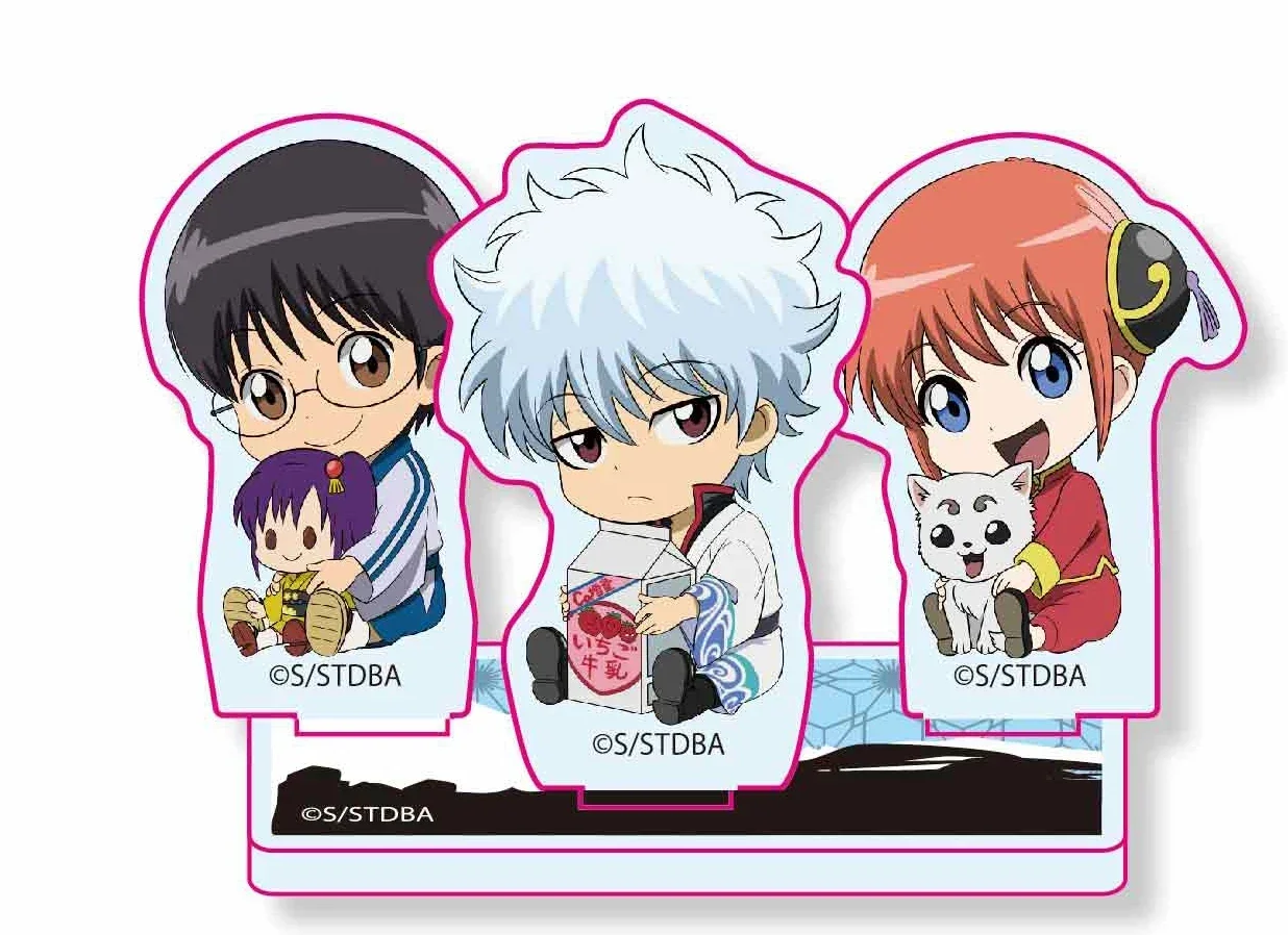 Anime Sakata Gintoki Okita Sougo Kagura Shimura Shinpachi Mini Figure Doll Acrilico Stand Modello Cosplay Giocattolo per il Regalo