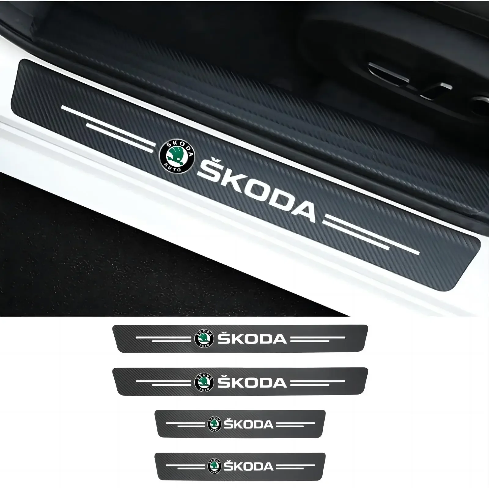 4Pc Car Threshold Protector Door Sill Cover Sticker For Skoda Superb Octavia MK2 MK3 2 3 A5 A7 Fabia VRS Karoq Kodiaq Rapid Yeti