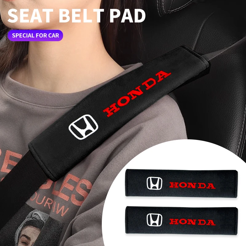 1/2Pcs Car Safety Belt Shoulder Cover Pad Plush Seat Belt Shoulder for Honda Mugen Power Civic Accord CRV Hrv Jazz Accessories