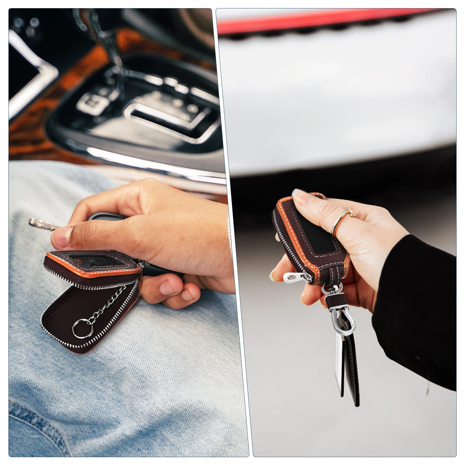 

Car Key Cover PU Material Key Fob Protector Exquisite Craftsmanship Anti Slip Design Elegant Stylish Interior Accessory