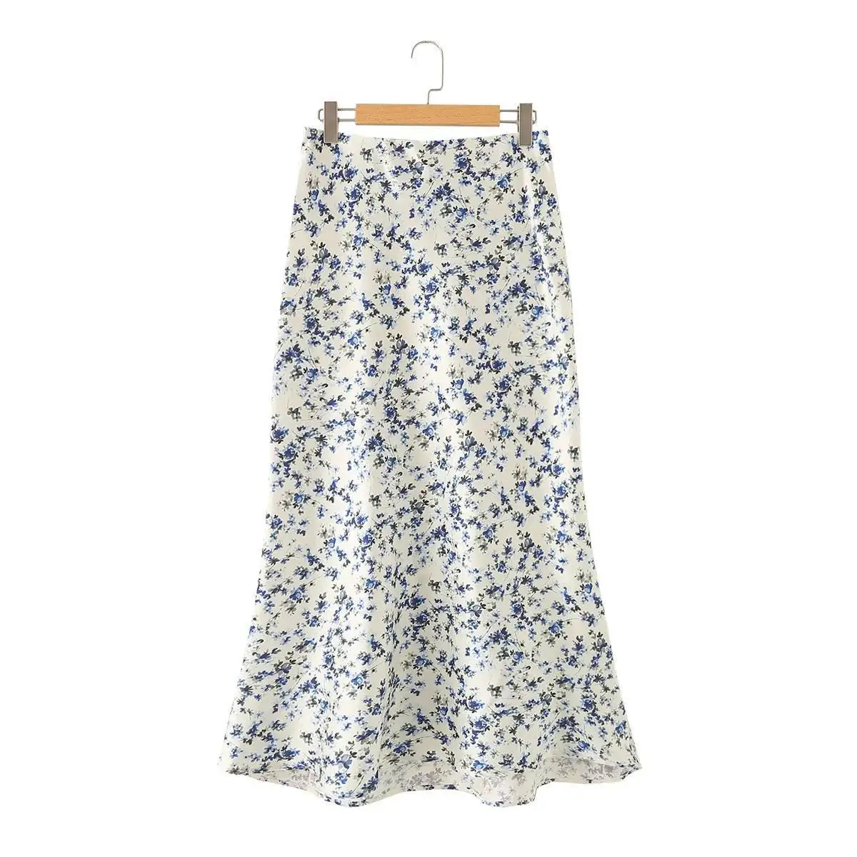 Summer Floral Print Long Skirts Women High Waist Slim Skirt