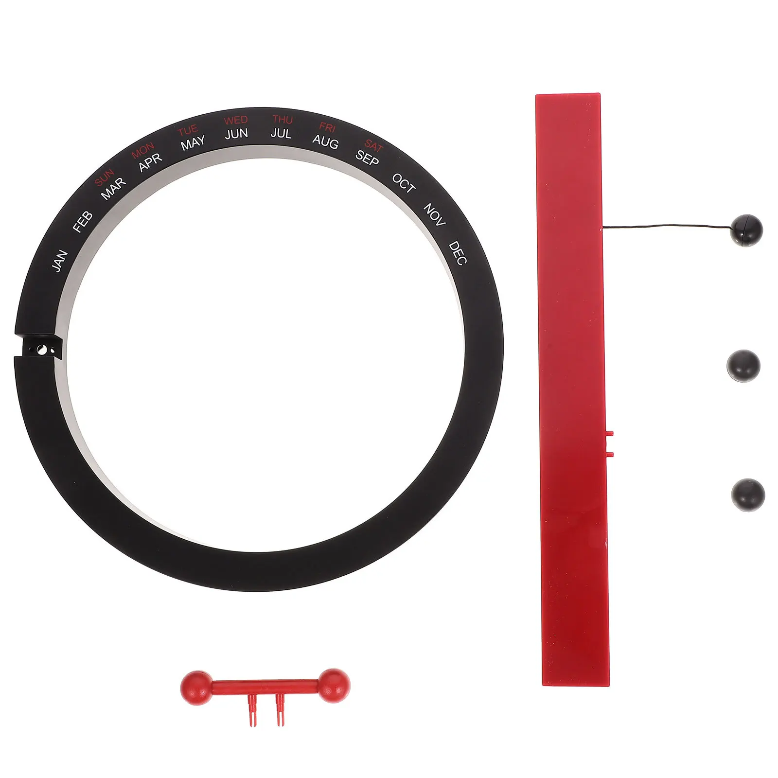 

1pc Magnetic Calendar Black Red Desk Organizer Year Month Weekday Date Tracker Ball Ring Decor For Living