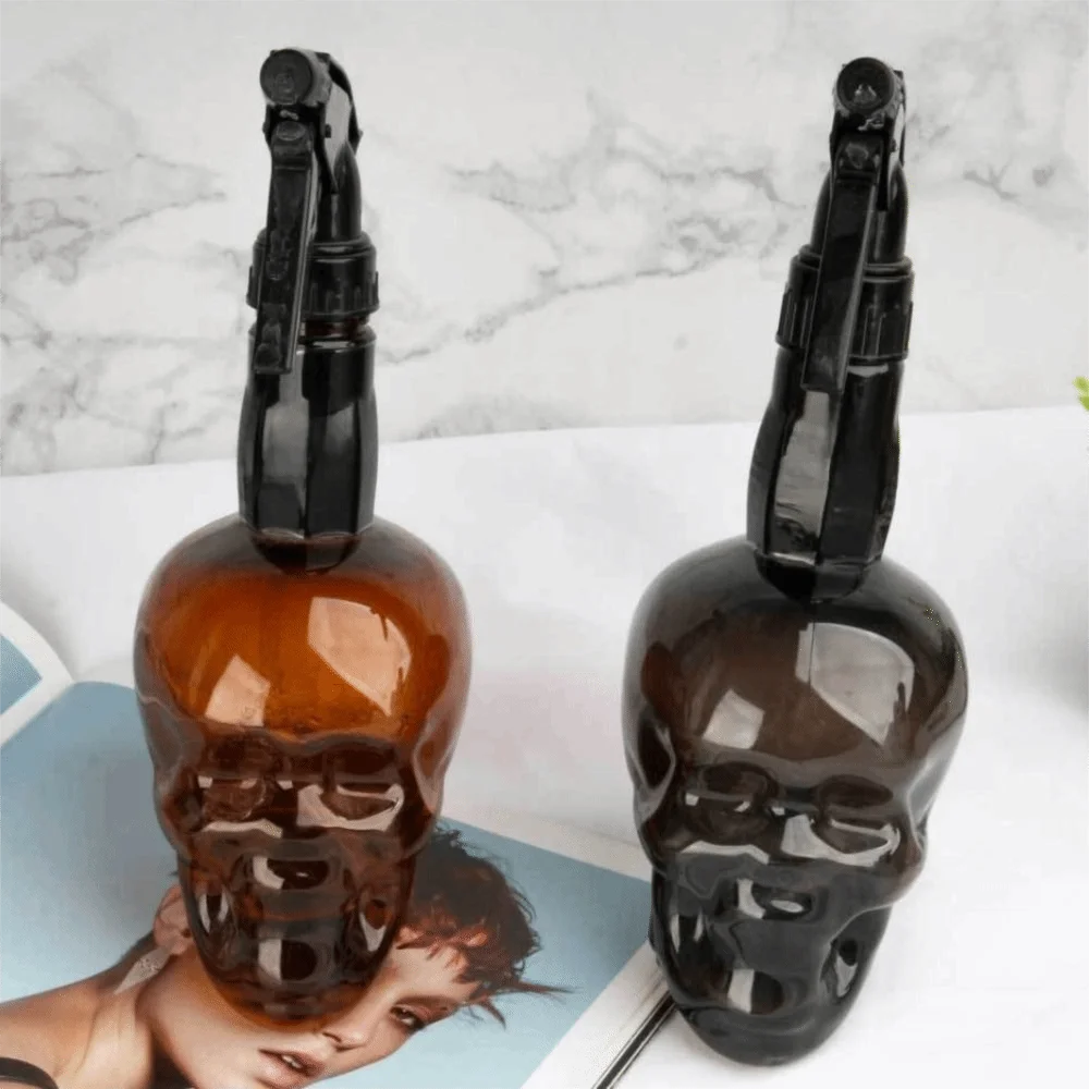 Skull Head Design Hairdressing Spray Bottle Continuous Water Sprayer Mist Watering Can Portable Hair Styling Refillable Bottles