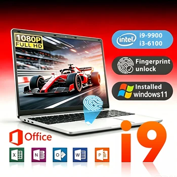 2026 Intel Core I9-9900/i3-6100 15.6' Laptop 16GB RAM 1/2TB SSD Windows 11 Pro Fingerprint Unlock Office Game Backlight Laptop