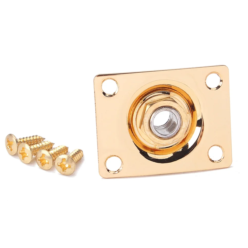 

1 Piece Guitar Output Jack Socket Copper Pickup Plate Plug 6.35mm Heavy Duty Iron for Electric Guitar Bass Gold