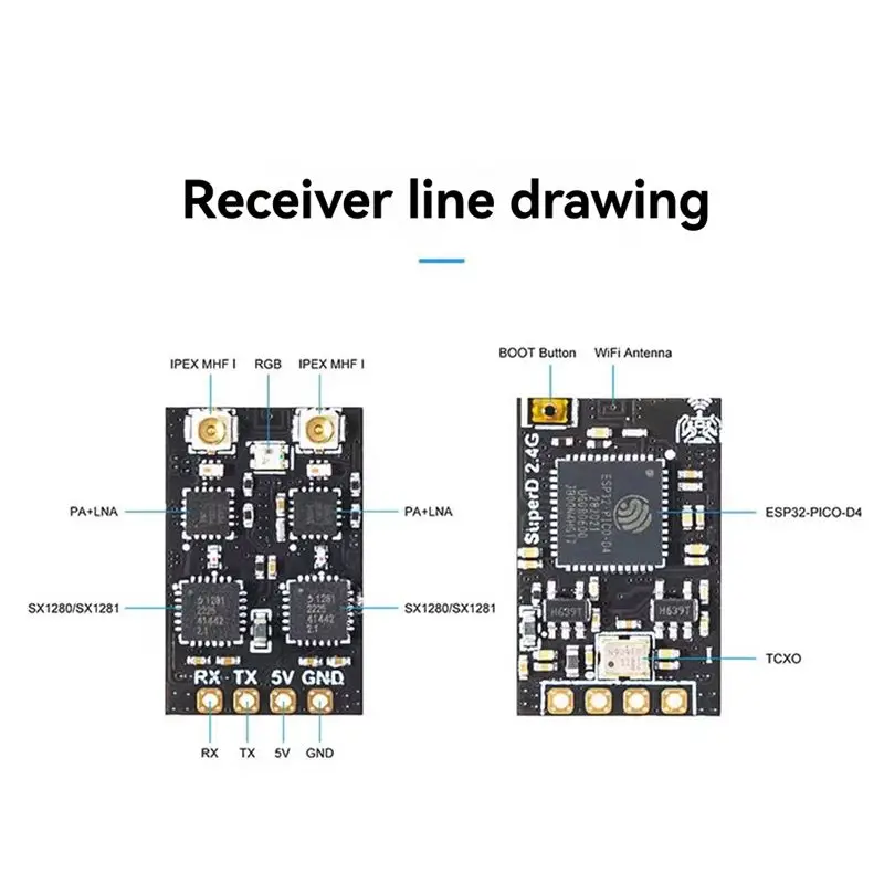 AS96-Super D ELRS Diversity Receiver Exprsslrs RX 2T Antennas TCXO In For RC FPV Long Range/Freestyle Drone ELRS 868Mhz